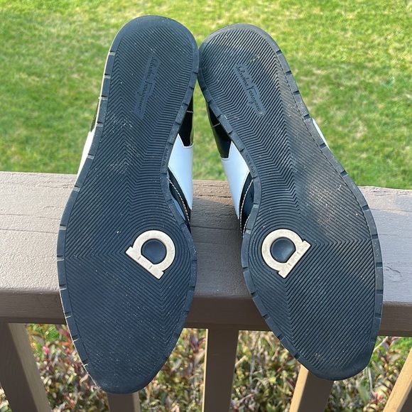 Salvatore Ferragamo Black Patent and White Leather Slip On Sneaker Shoes 10 B - Picture 9 of 16